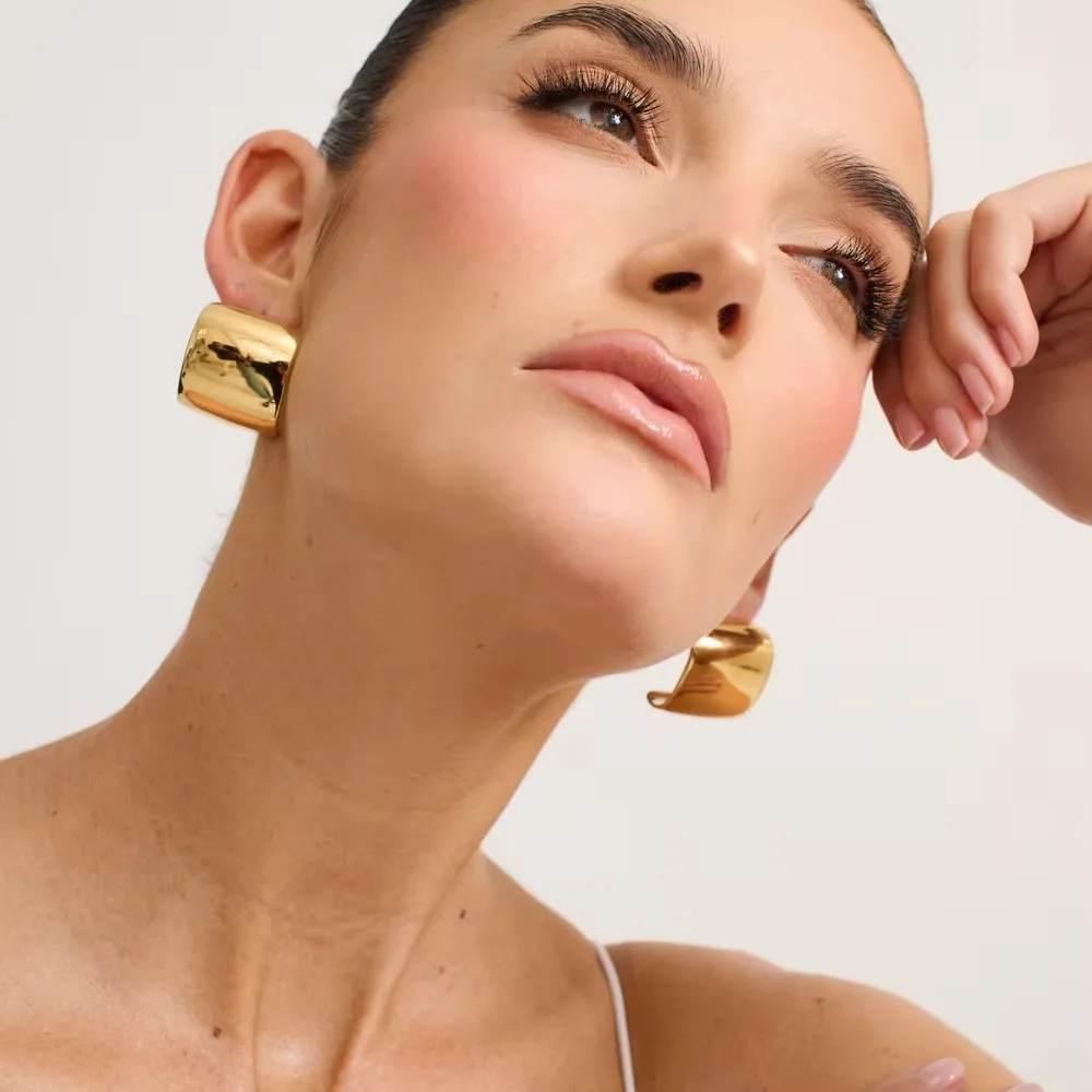 Delicate Stainless Steel Striped Flower Ear Stud 18K Gold Plated Chunky Heart Creative Knot Pearl Drop Earrings Banquet Jewelry