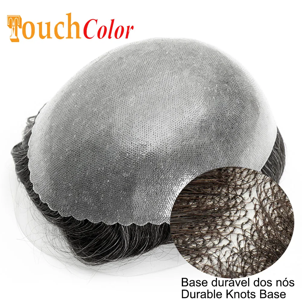 0.12mm Durable Thick PU Skin Base Double Knot Human Hair System Men Toupee Natural Men Capillary Prosthesis Male Hair Patch 130% human hair toupee