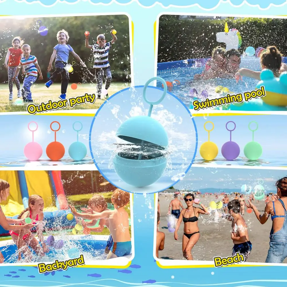 6Pcs Reusable Water Balloons Refillable Water Balloon Quick Fill Self Sealing Ball Splash Balls For Kids Swimming Pool