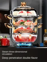 304 stainless steel steamer thickened household 316 steamer tray, three layers, large capacity cooking and stewing induction 2