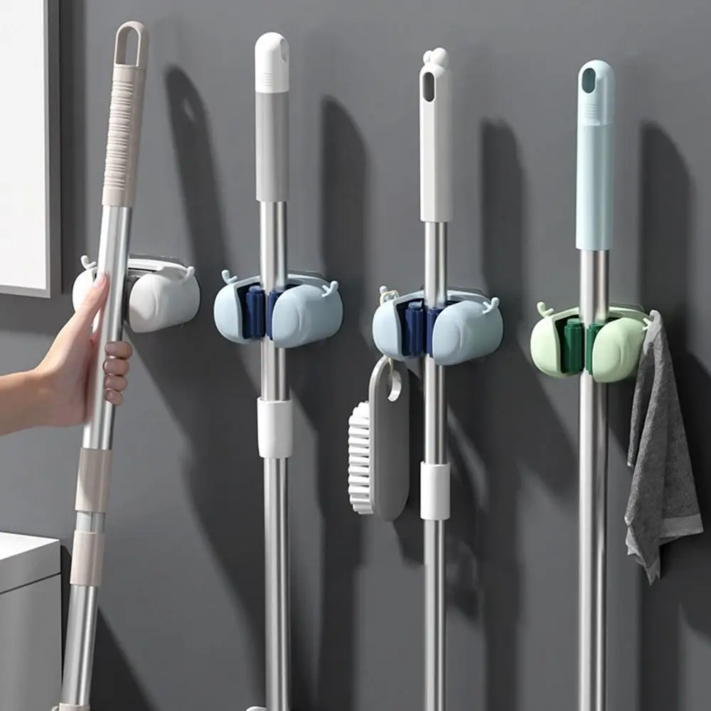 

Mop Clip Wall-mounted Hole-free With Hooks Light Luxury Deer Household Multifunctional Mop Organiser