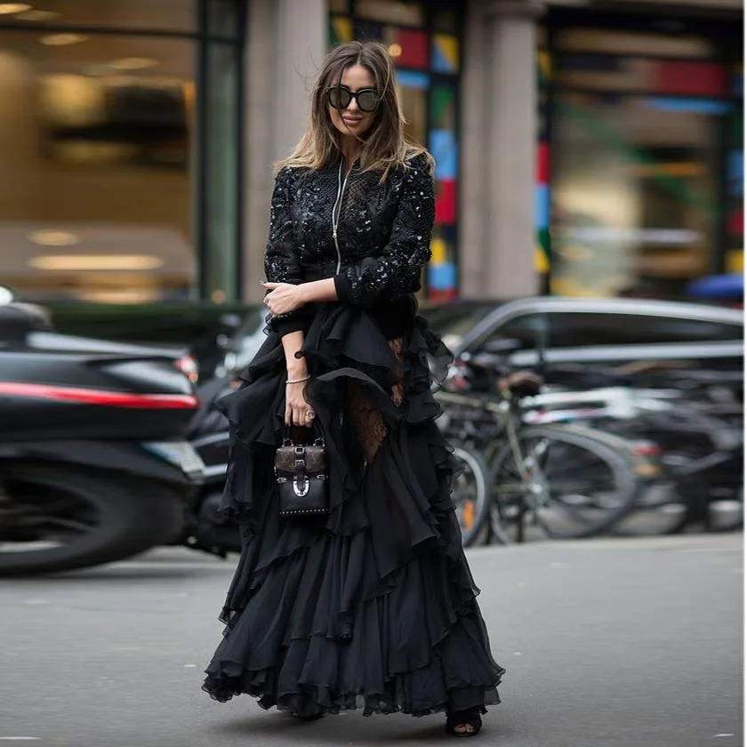 trendy-black-ruffled-tiered-long-chiffon-skirts-women-elastic-a-line-floor-length-maxi-skirt-female-saias