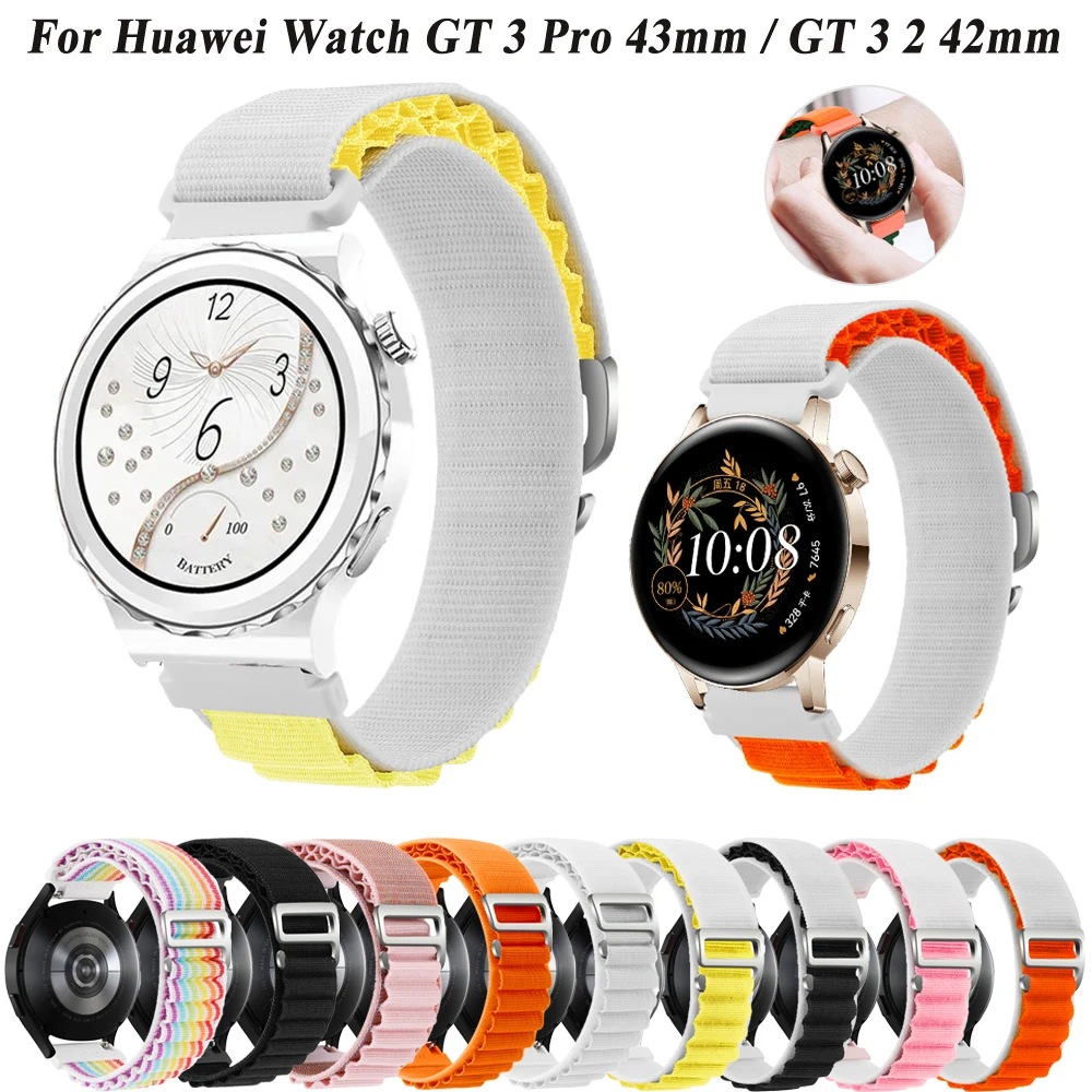 

Ремешок нейлоновый для Huawei Watch GT2 GT 3 42 мм, браслет для смарт-часов Honor ES GT3 Pro 43 мм, для девушек и женщин, 20 мм