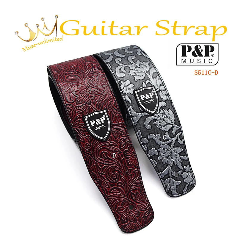 PvsP High Quality Leather Guitar Strap for Acoustic Electric Folk Guita Solid and Durable Acoustic Guitar Strap цена и фото