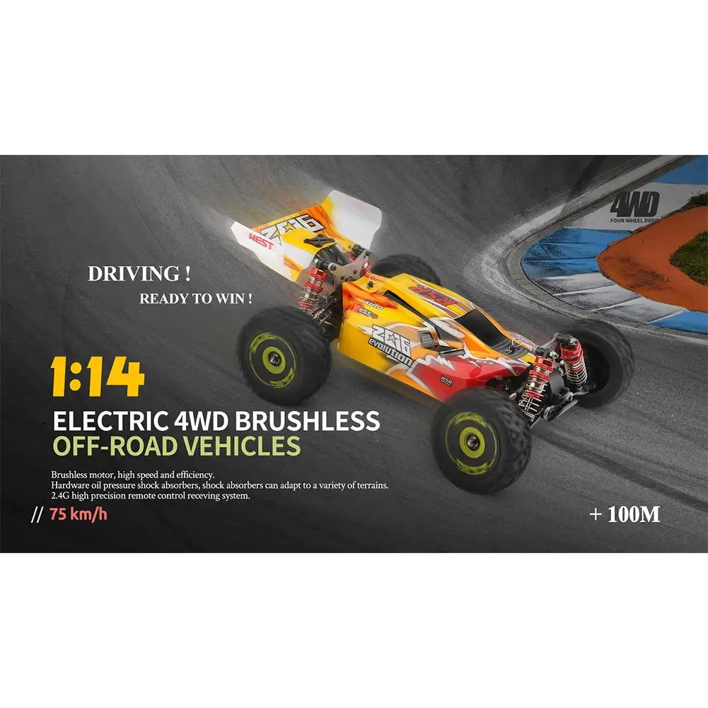 Wltoys 144010 1/14 2.4G 4WD High-speed Racing Brushless RC Car Vehicle Models 75km/h RC Cars discount