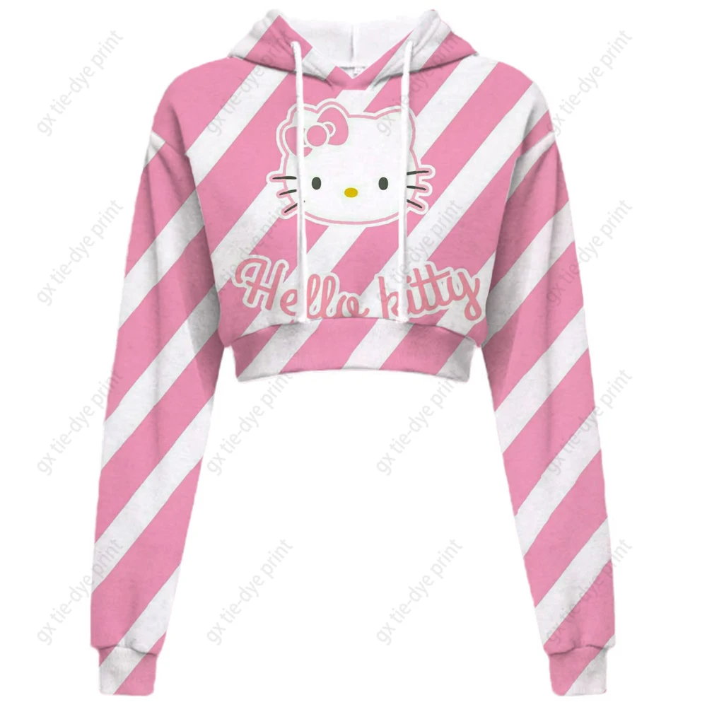 

Женский короткий свитшот с капюшоном, с принтом Hello Kitty