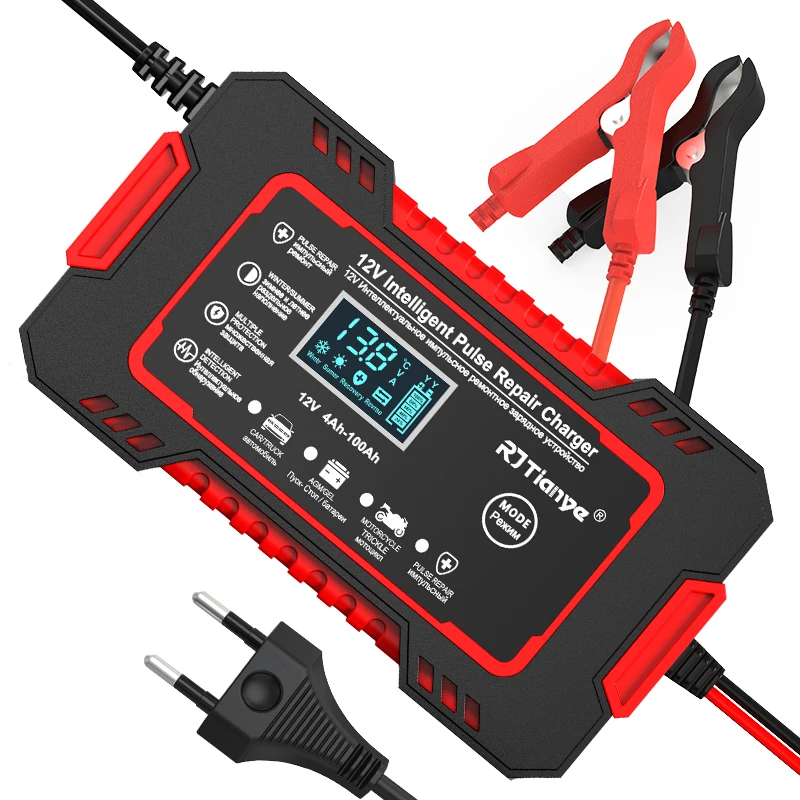 Kaufe 2023 12V 6A Auto Batterie Ladegerät Voll Automatische Power Pulse  Reparatur Ladegeräte Nass Trocken Blei Säure Batterie Ladegeräte digitale  LCD Display