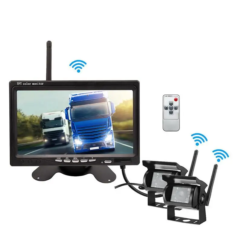 

Car Reversing Camera Kit Waterproof Wireless 12V 24V Backup Rear View Camera Monitor Car Monitor 7 Inch For Bus Truck RV Trailer