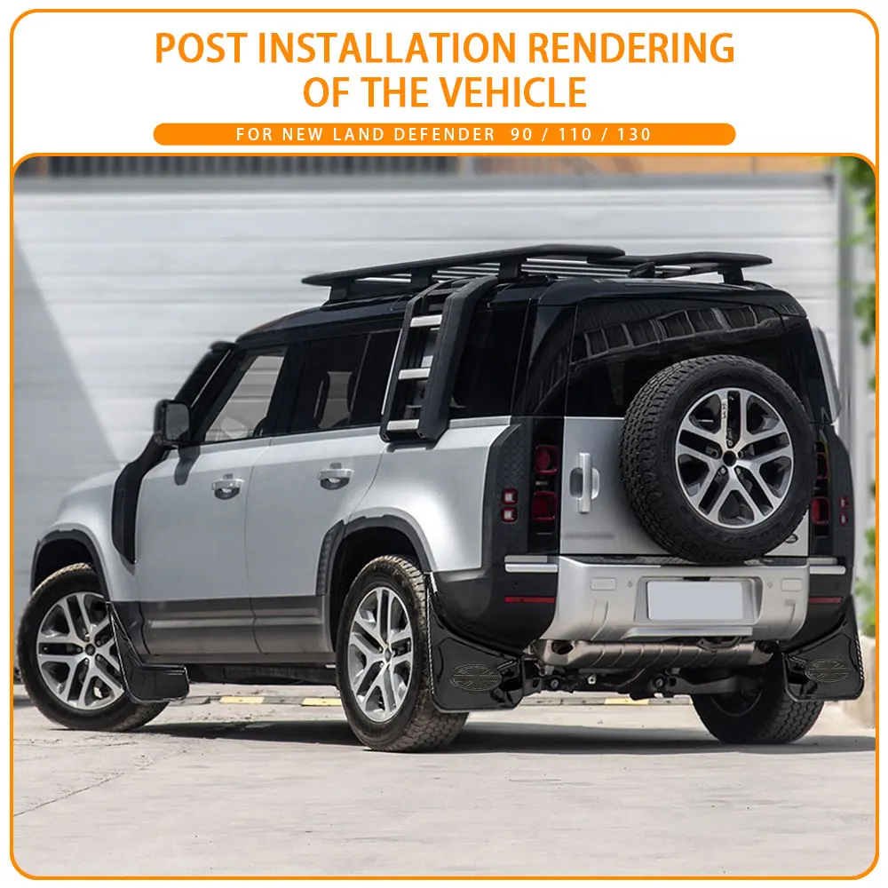 Kit Paraspruzzi Anteriori Per Land Rover Defender 110/90 (2020-2022 L663 V8) – 4 Pezzi In Plastica Nera, Facili Da Montare Senza Forature