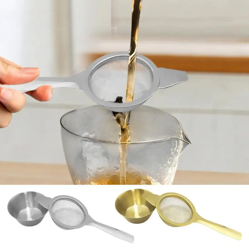 Pratical Fine Tea Strainer Filters Kongfu tea Stainless Steel Mesh Colander Reusable Teapot Infuser With Handle accessories 1set