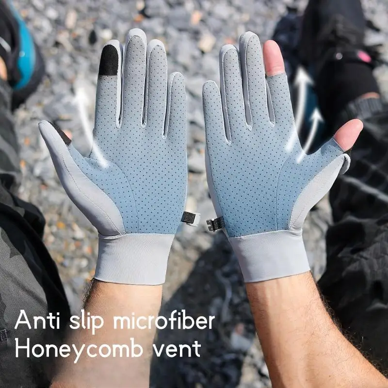 Golovejoy Ice Silk Sunscreen Riding Gloves for Men Summer Outdoor