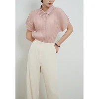 Miyake Pleated Cardigan Single Breasted Short Sleeve Polo Shirt Women Spring Summer Korean Fashion Causal Comfortable Clothing - Image 6