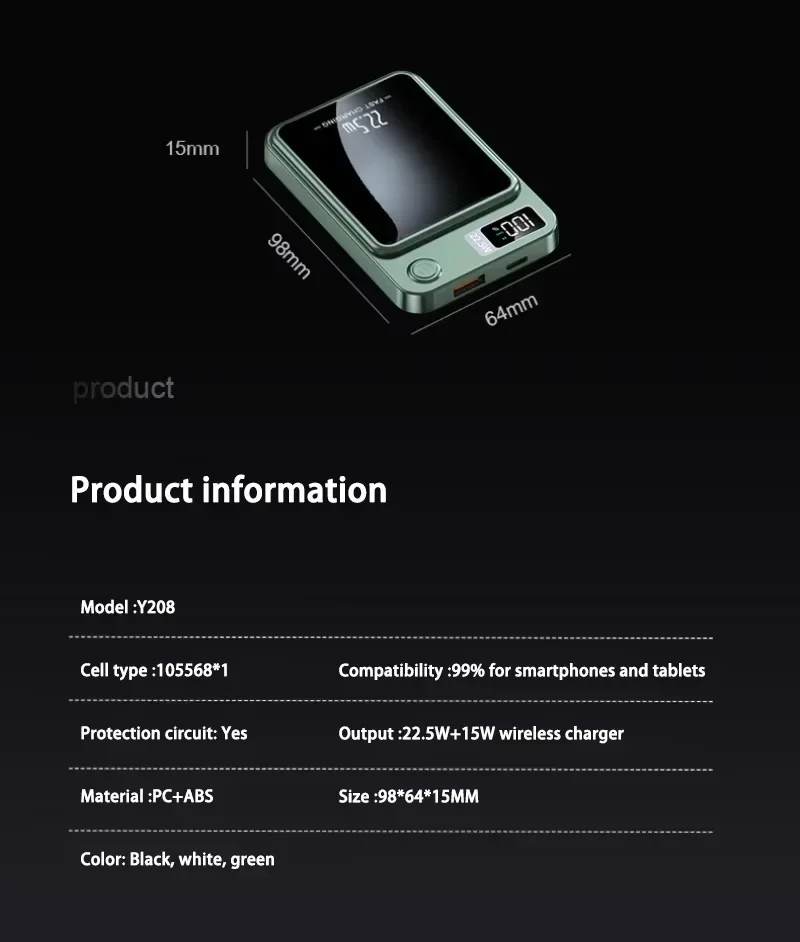 100000mah Capacity Power Bank Magnetic Wireless 22.5w Ultra Super Fast Charging