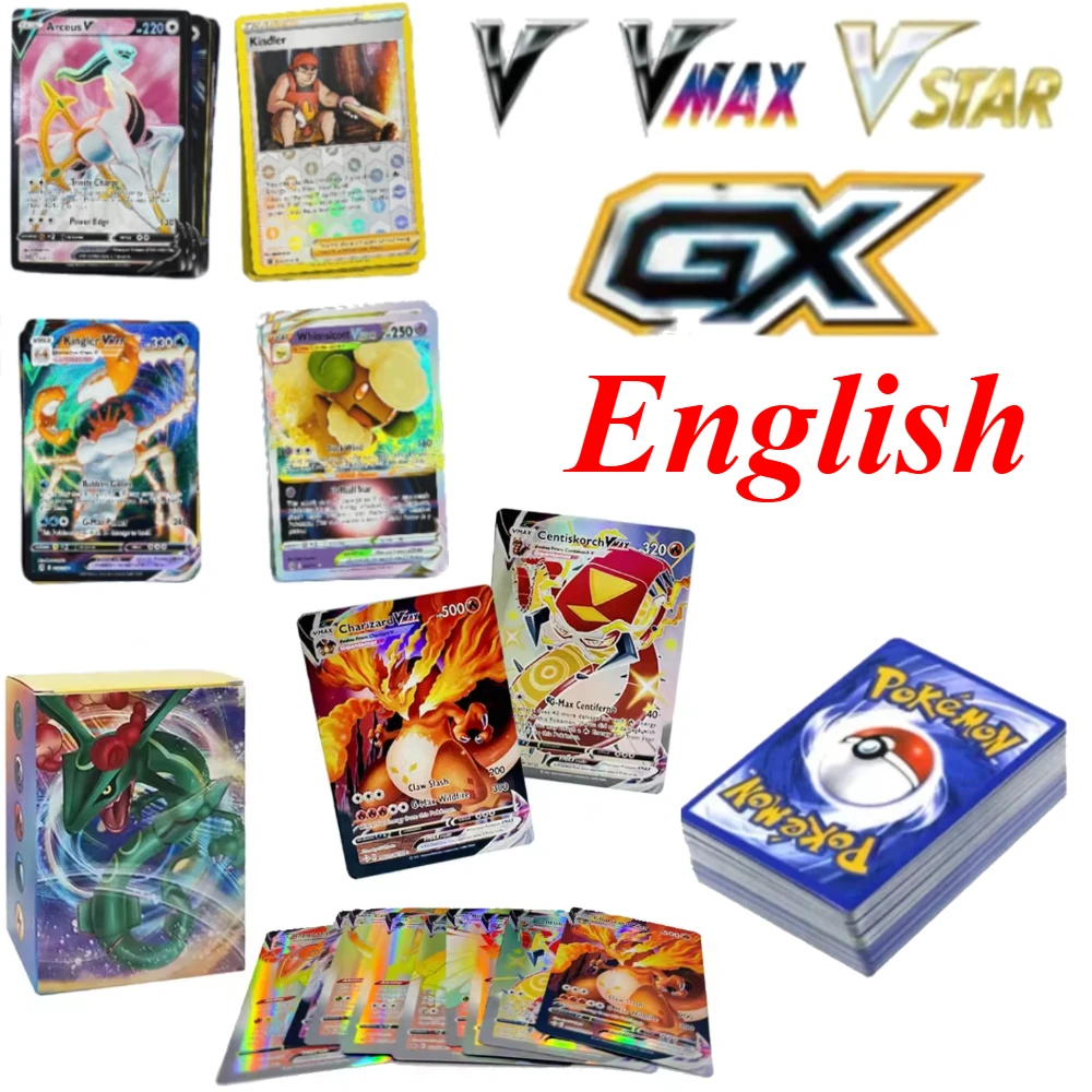  V VMAX VSTAR GX 카드 영어 버전 홀로그램 레어 플래시 카드 세트..
