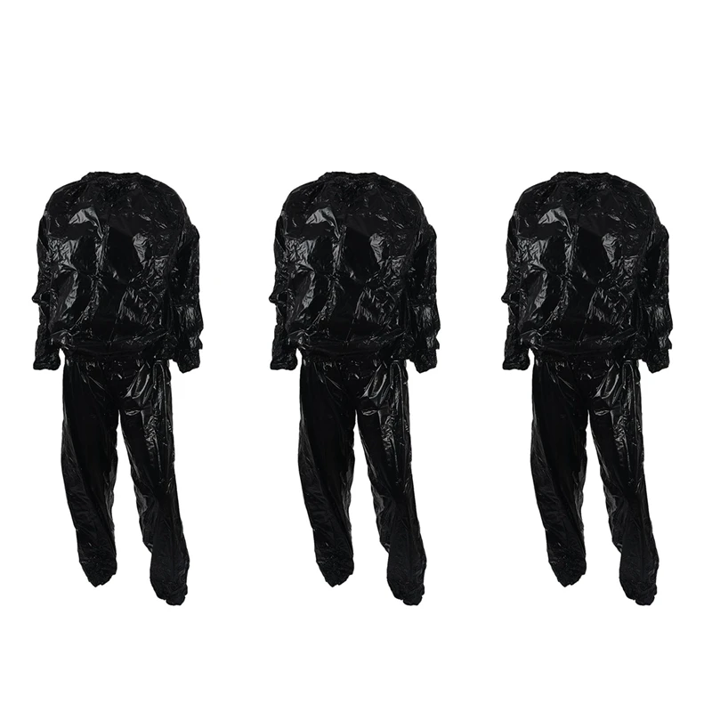 

3X Heavy Duty Fitness Weight Loss Sweat Sauna Suit Exercise Gym Anti-Rip Black XL