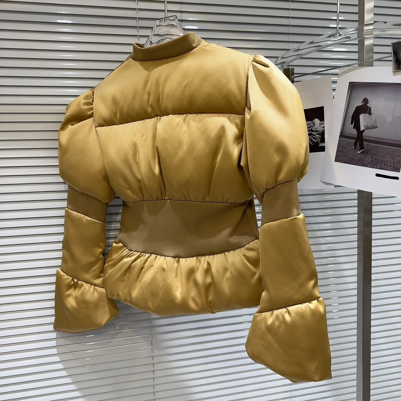 DEAT 2024 Winter New Items Fashion Women's Thread Waist Design Warm Jacket Casual Solid Color Zipper Cotton Padded Coat 11A01161