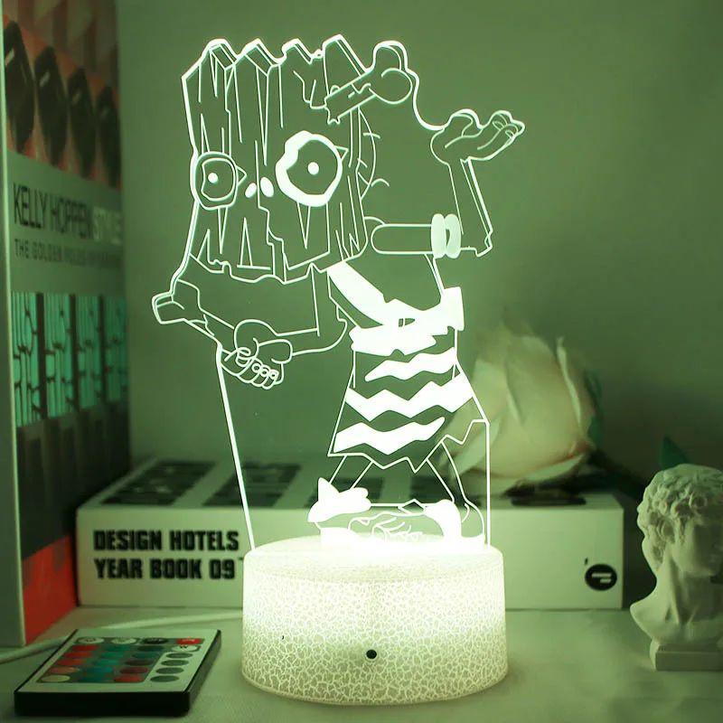 Creative 3D Night Light - Football Zombie & Peashooter Figurine Toy