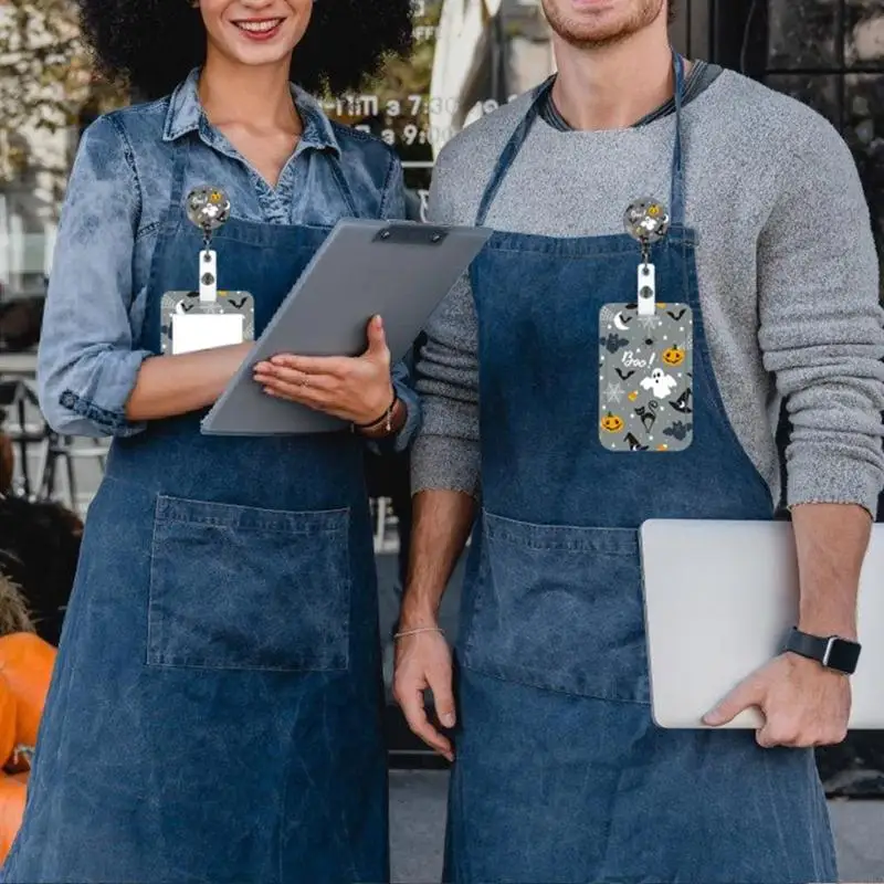 B9HD 호박 배지 끈 끈 스트랩 버스 카드 케이스 할로윈 끈 카드 홀더