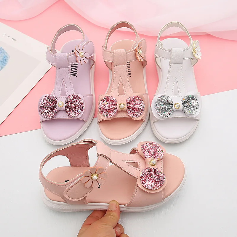

Children Shoes Summer New Girls Sandals Hook & Loop Fashion Princess Shoes flowers Korean Style Soft Sole Children Beach Shoes