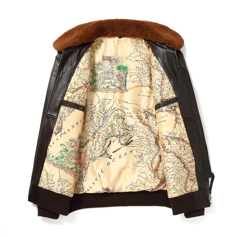 Dark Brown Winter G1 Leather Jacket Men Military Style Europe Size