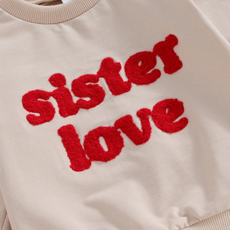 

Toddler Valentines Day Sweatshirt Baby Girl Embroidery Letters Long Sleeve Pullover Sweatshirts Spring Fall Clothes