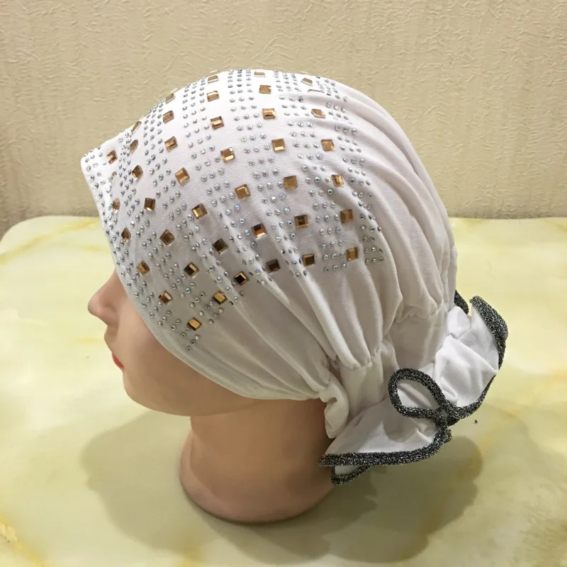 Velvet Hijab Ladies Hat Crystal Muslim Winter Hood Hat Fashion Crystal Headscarf Scarf Fashionable Head Wraps Head Cover Hat 5