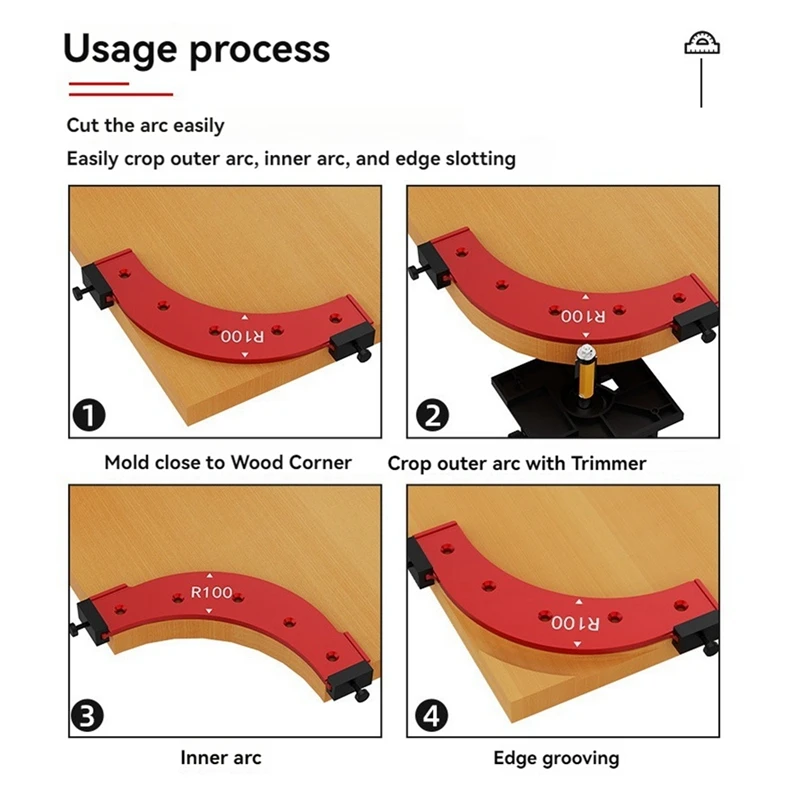 ABMR-Inner/Outer Corner Large Arc Mold Electric Router Slotting Template Woodworking Curved Angle Chamfering Template Tools