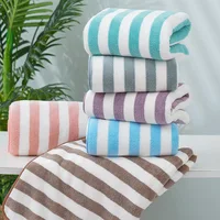 high-quality Stripe Microfiber Towel Bathroom Set Super Absorbent Soft Bath Towels Large Size for Women Shower Wrap Sport Towel 3