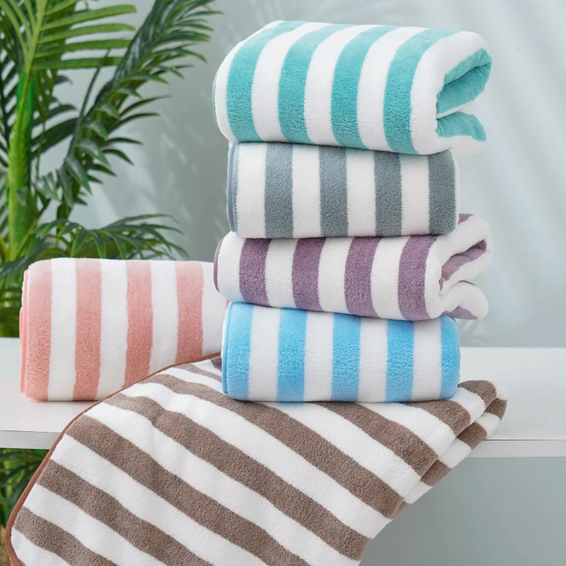 140X70cm Adult Face Bath Towel Stripe Beach Towel Male Women's Absorbent Towels Travel Sport Spa Bathroom Swim Supplies 3