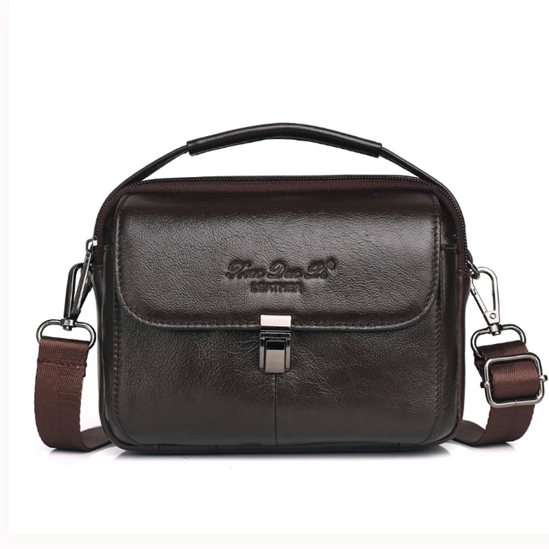 Gli uomini del Pacchetto Della Vita Della Cinghia di Stoffa Bum Bag Multi-Funzione Della Borsa di Affari del Cuoio Genuino Piccolo 7 ''Crossbody del Messaggero Della Spalla borse - immagine 3