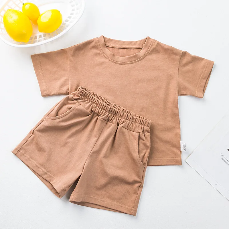 2pcs New Kids Tracksuits Summer Solid Baby Boy Sport Outfits Children Clothes Sets Clothing T-Shirt Shorts Set for Toddler Girls Kids Clothing Set Girls Clothing Set Kids Sports Suit Boys Clothing Set Children Sports Suit Boys Tracksuits Suit Boys Tracksuits