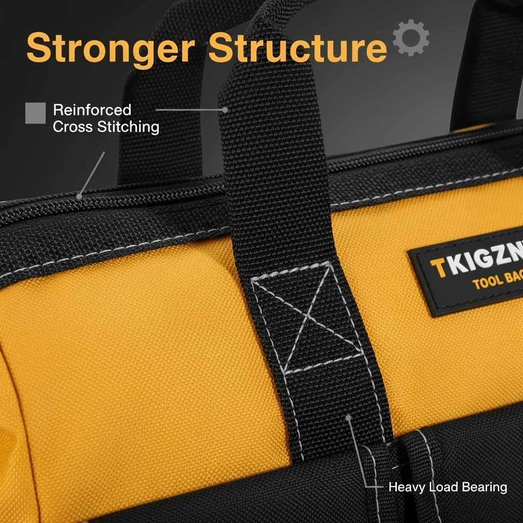 TKIGZNW 14인치 노란색 핸드백 1680D 목공 전기 기술자용 내구성 있는 공구 가방