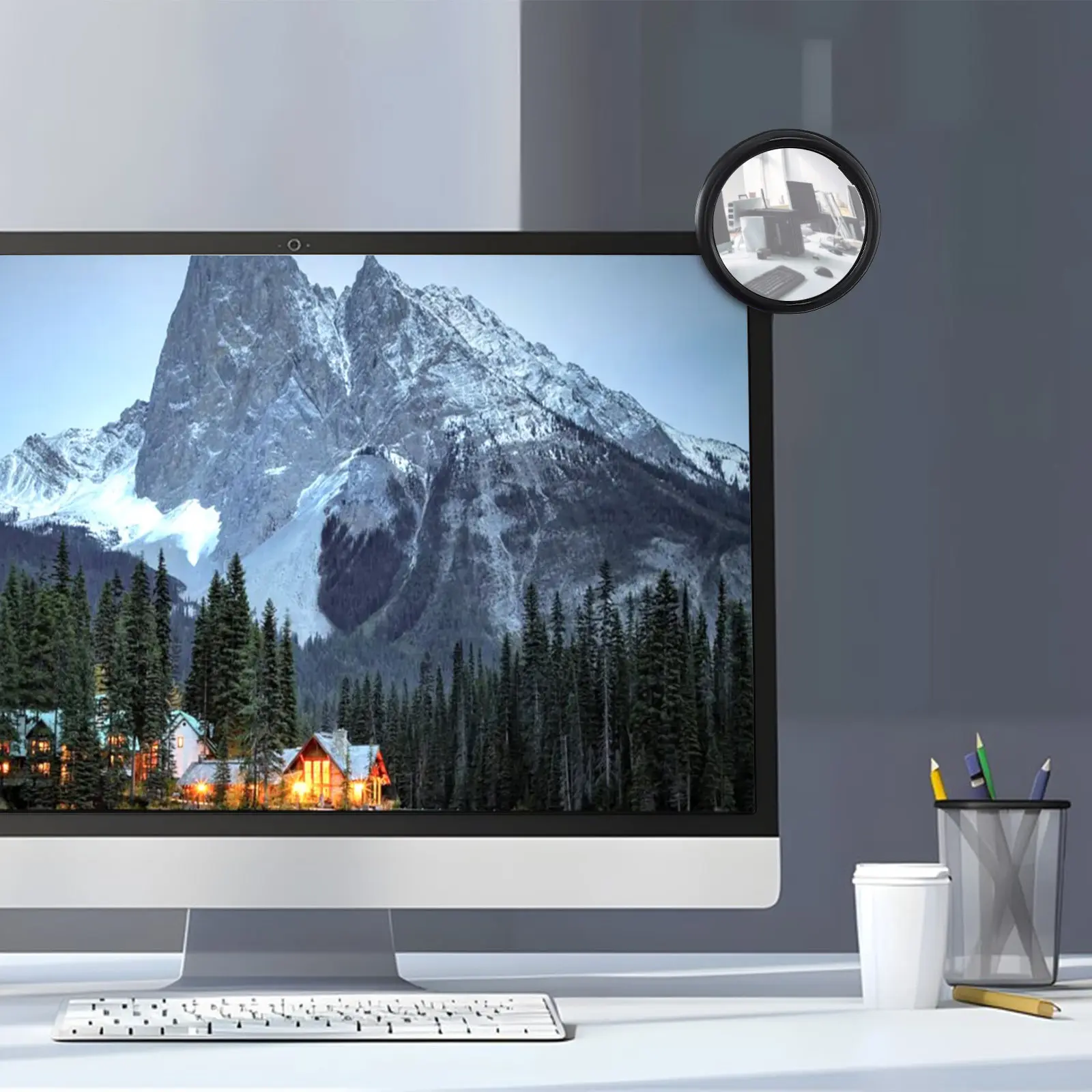 3Pcs 컴퓨터 후면보기 모니터 미러 사무실 책상 큐비클 액세서리 노트북 PC 안전한 시청을 위한 휴대용 클립온 미러
