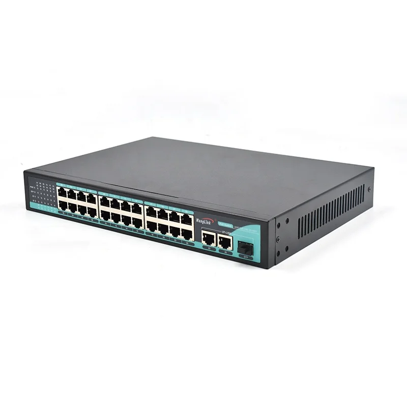 Wanglink 48V POE Ethernet Switch 100Mbps 24 Ports Poe Switch AI with SFP Port Support Watchdog for CCTV IP Camera ruijie rg s5310 24gt4xs p e 24 10 100 1000base t ethernet ports support poe 4 10 gigabit sfp ports 1 management ethernet port mgmt 1 usb port