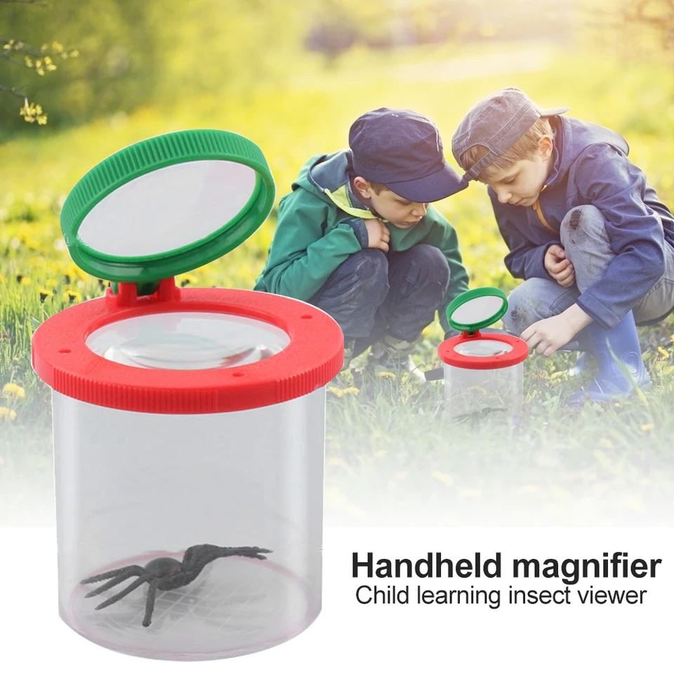 LUFEIS Natur Becherlupe mit Licht für Kinder,Lupe Insekten Sammelbox,Lupenglas mit 8-facher Vergrößerung,3 Leuchtmodi,Insekten Beobachtungsbox,Insekt Viewer Box,Insekten Dose Für Kinder Ab 6 8 10