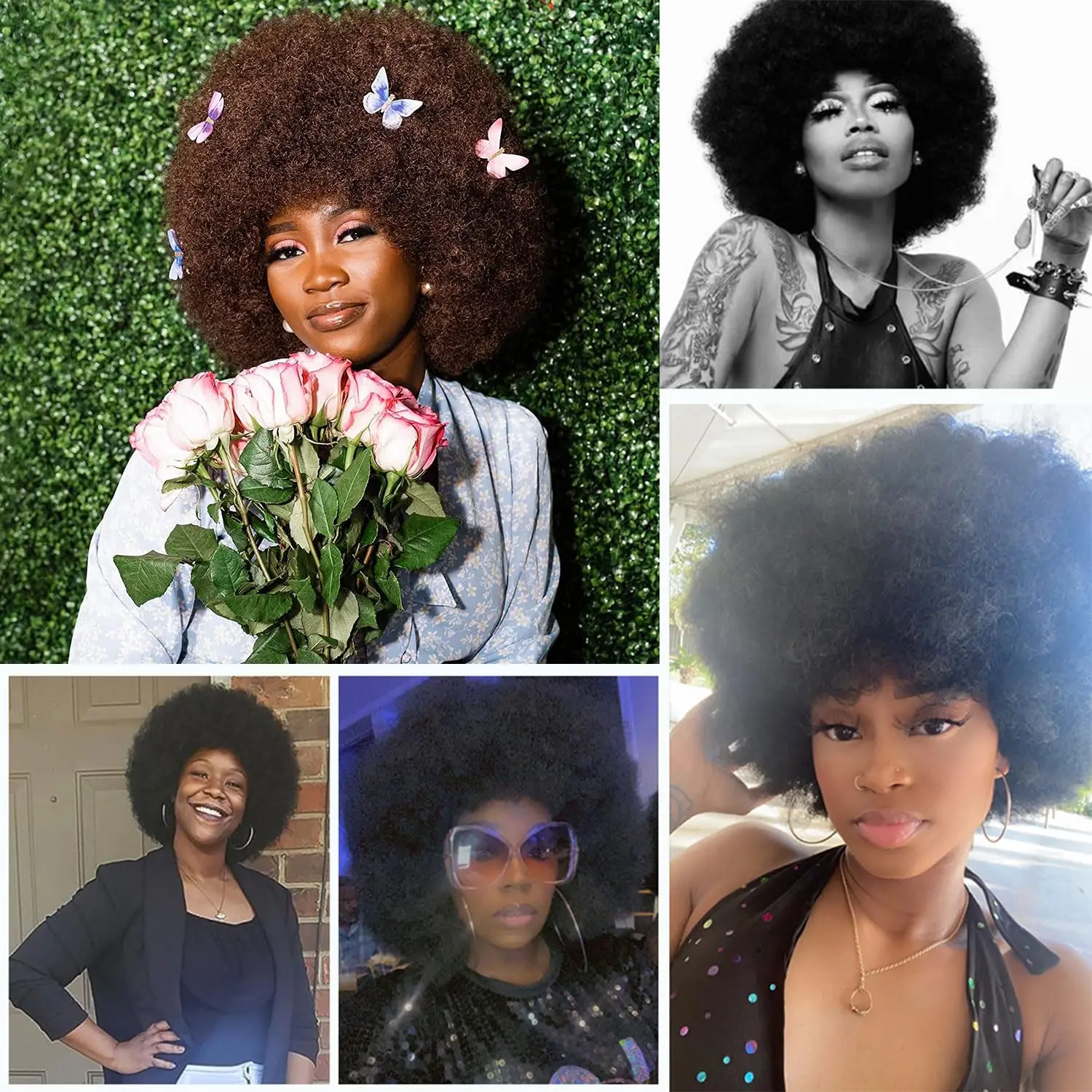 Glueless Afro Kinky Curly Wig Human Hair for Women Short Fluffy Curly Wigs Human Hair Pixie Cut Afro Wig for Black Women