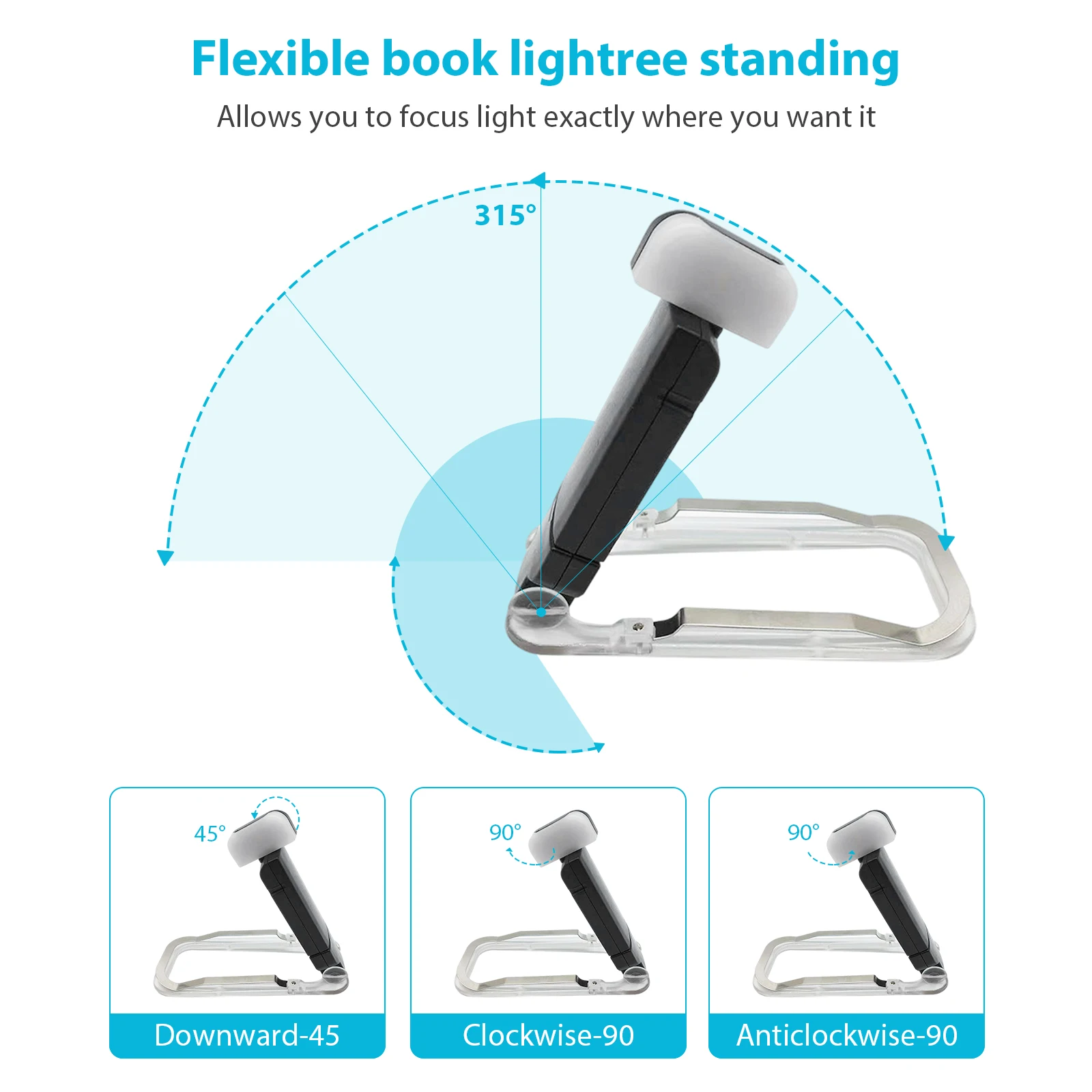 

Book Reading Light - Lightweight Night Reading Lamp with Adjustable Brightness