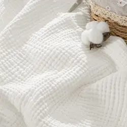 Pure Double Gauze Cotton Fabric for DIY Crafts and Home Textiles (White)