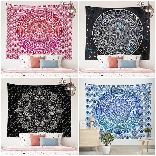Serviette de plage Mandala pour la décoration intérieure, tapisserie ethnique Boho, scène de chevet, toile de fond de gril 2