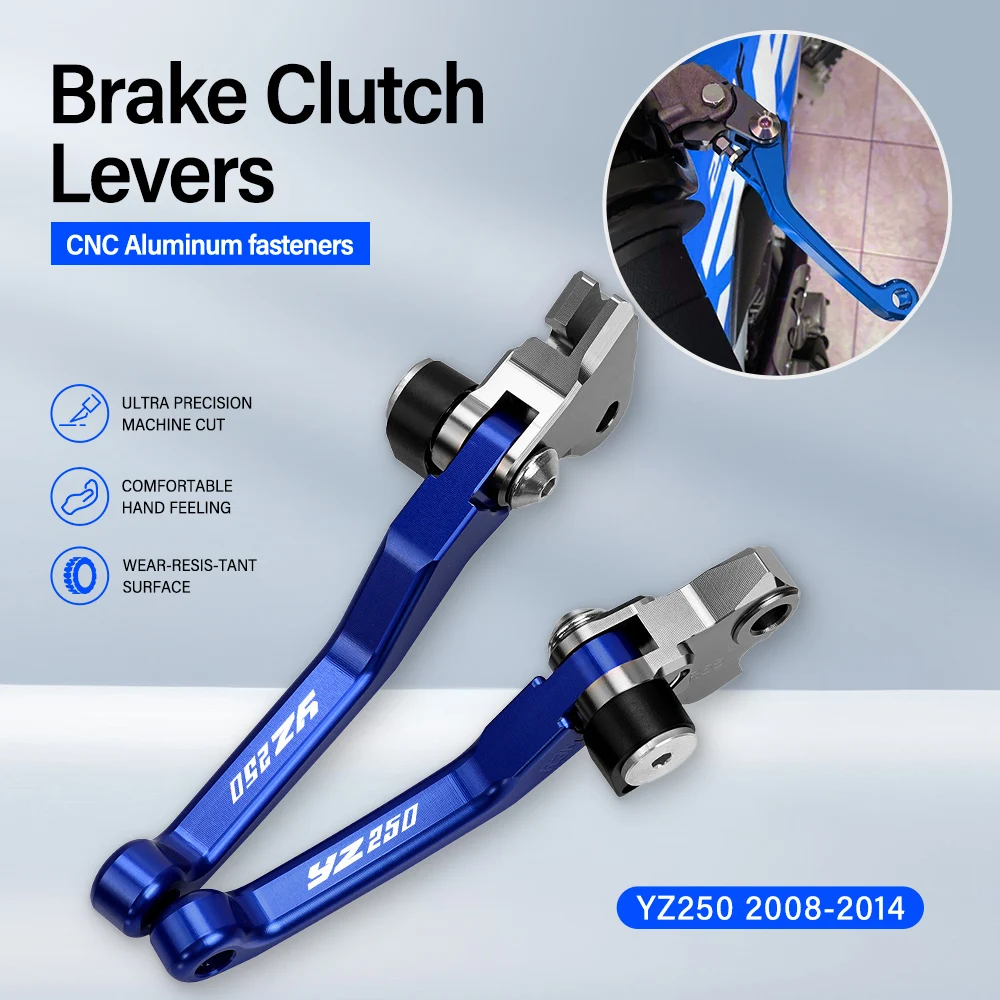 

For YAMAHA YZ250 2008 2009 2010 2011 2012 2013 2014 Motorcoss Pit Dirt Bike Pivot Foldable Brake Clutch Levers With LOGO YZ250