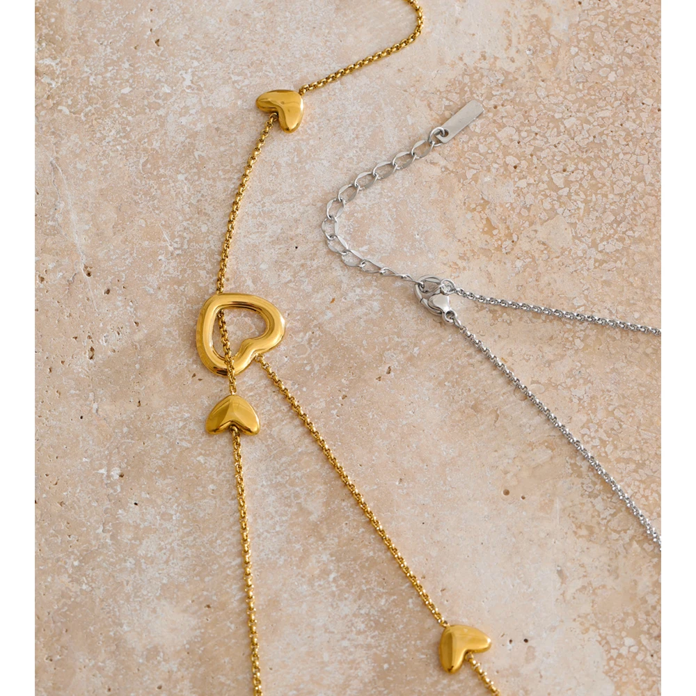 Yhpup Stainless Steel Removable Heart Chain Necklace for Women