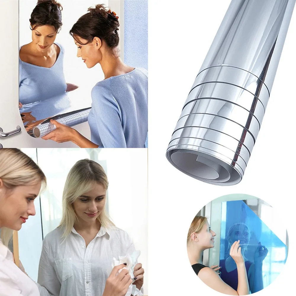 Description Picture 2 of item0.5/1/2m Full Body Mirrors Wall Adhesive Mirrors Self Adhesive Wall Stickers Mirror DIY Soft Mirror For Home Bathroom Decoration