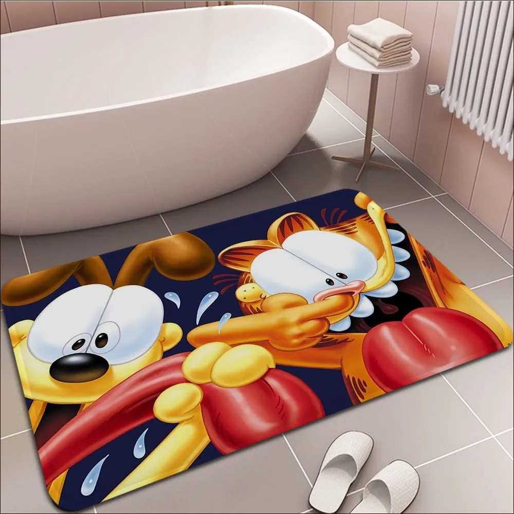 Anime Cartoon G-Garfield Cat Floor Mat Door Mat Washable Non-Slip Living Room Sofa Chairs Area Mat Kitchen Doormat Area Rug