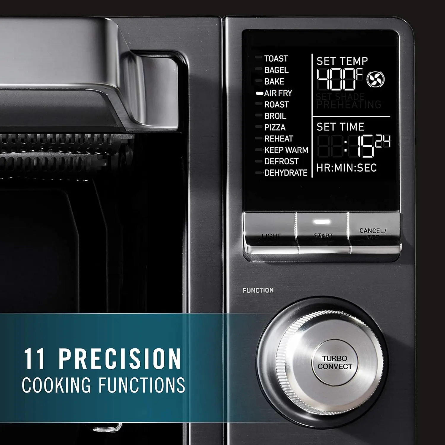 Air Fryer Oven, 11-in-1 Toaster Oven Air Fryer Combo, 26.4 QT/25 L, Fits 12" Pizza, Stainless Steel 3