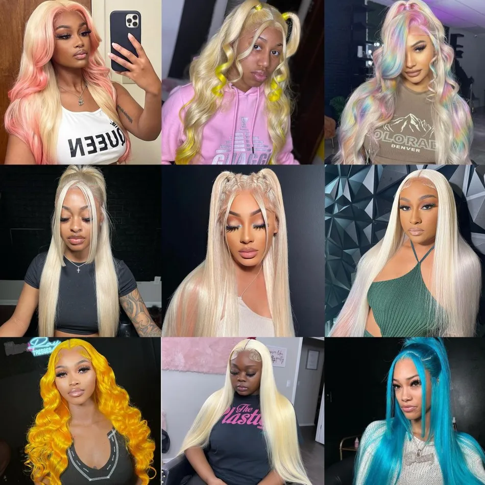 Blonde 613 Human Hair Wigs 30 Inch Lace Front Wigs 13x6 Hd Transparent Straight Wigs Bleached Knots For Black Women 220% Density
