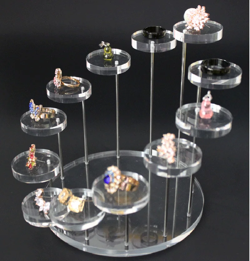 New Fashion Multi-Layers Acrylic Ring Display Rack Earring Holder Pendant Gemstone Showcase Desktop Jewelry Window Display Stand factory directly sell sunglasses display rack acrylic tier display stand for eyeglass window show jewelry product display props