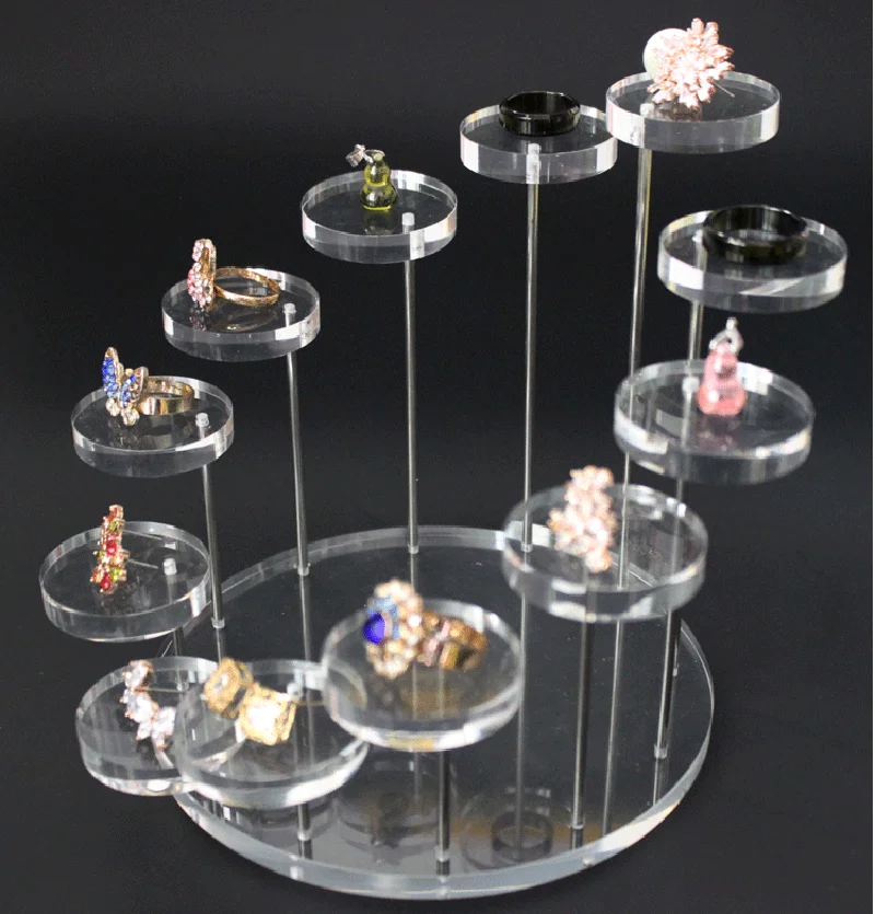 New Fashion Multi-Layers Acrylic Ring Display Rack Earring Holder Pendant Gemstone Showcase Desktop Jewelry Window Display Stand beech wood open window acrylic jewelry box bracelet ring necklace bracelet pendant storage solid cover jewelry set gift box