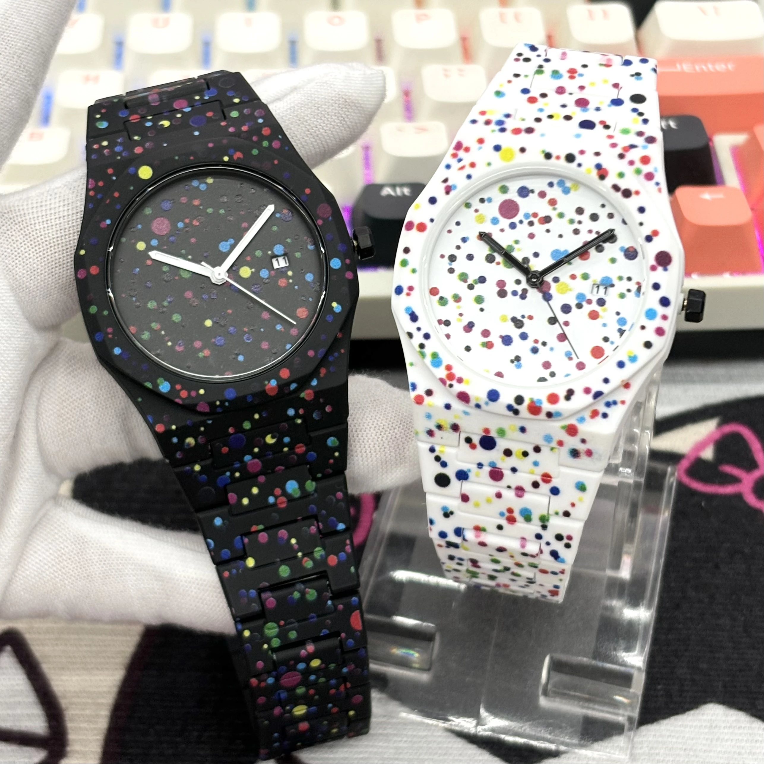 Creative Design Poly Dot Watch Men's Fashion Sports Quartz Watch Colored Paint Watch Polycarbonate Waterproof Focus On Women, Alina Gadgets