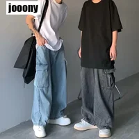 Spring Autumn Fashion Harajuku All-Match Men's Jean Wide Leg Cargo Jeans Straight loose Hip Hop Streetwear Denim Trousers 2