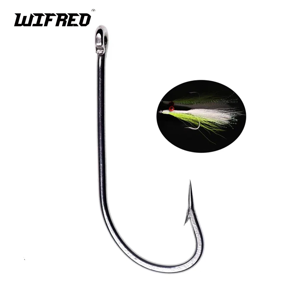 

Wifreo 100pcs Stainless Steel O'SHAUGHNESSY Long Shank Fishing Hook For Clouser Minnow Flies Saltwater Flies Tying Hooks